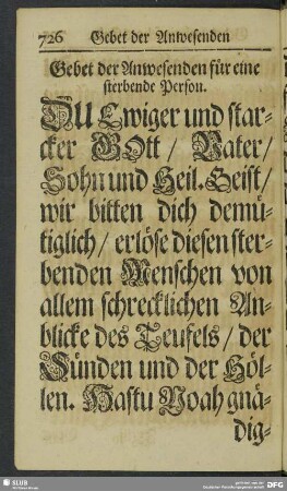 Gebet der Anwesenden für eine sterbende Person