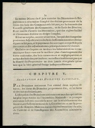 52-60, Chapitre V. Allénation des Domaines Nationaux