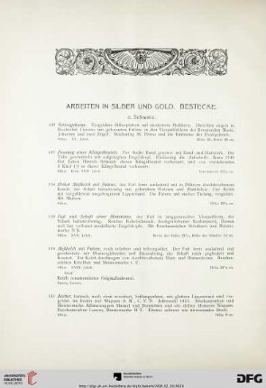 Arbeiten in Silber und Gold. Bestecke (Nr. 136-231)