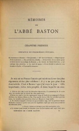 Mémoires de l'abbé Baston, chanoine de Rouen : d'après le manuscrit original, 1. 1741 - 1792