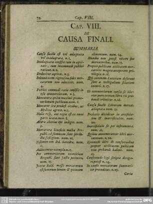 Cap. VIII. De Causa Finali