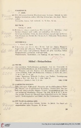 Möbel – Holzarbeiten (Nr. 222-227)