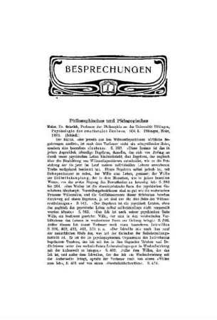 Besprechungen : Philosophisches und Pädagogisches