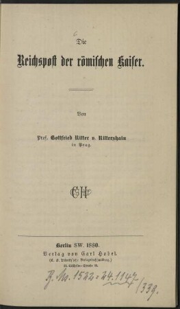 Die Reichspost der römischen Kaiser