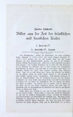 Zweiter Abschnitt. Bilder aus der Zeit der fränkischen und staufischen Kaiser
