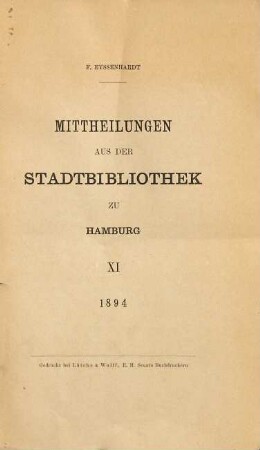 Mitteilungen aus der Stadtbibliothek in Hamburg. 11. 1894