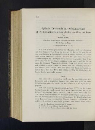 Optische Untersuchung verfestigter Gase. III. Die kristallinischen Eigenschaften von Chlor und Brom.
