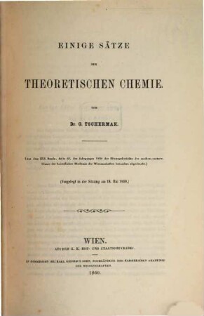 Einige Sätze der theoretischen Chemie