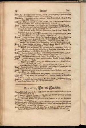 Patritii, Erb- und Freysaßen.- Hof- u.a. Räthe, auch Assessores.