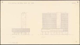 New Central National Bank of Iraq, Bagdad: West Elevation, South Elevation, 1:200, (von Inv.nr. 39320)