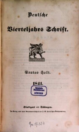 Deutsche Vierteljahrs-Schrift. 1841,1/2