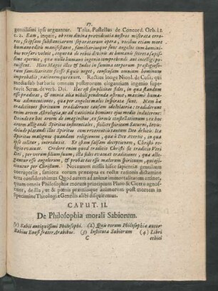 Caput. II. De Philosophia morali Sabiorum.