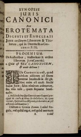 Prooemium De Auctoribus, Auctotritate & ordine Librorum Iuris Canonici