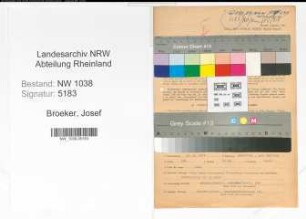 Entnazifizierung Josef Broeker , geb. 19.04.1894 (Postbeamter)