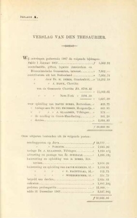 Bijlage A. Verslag van den Thesaurier
