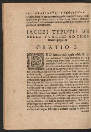 Jacobi Typotii De Bello Turcico Ad Christianos populos Oratio I.