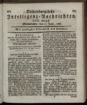 XXIII. Stück. Sonnabends: den 10. Junii, 1786.