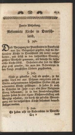 Zweite Abtheilung Reformirte Kirche in Deutschland.