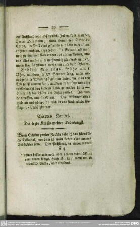 Viertes Kapitel. Die lezte Krisis meiner Todesangst