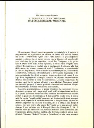 Il Significato di un convegno sull'enciclopedismo medievale