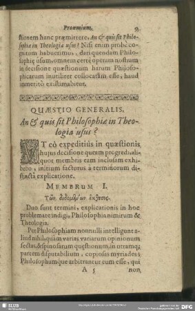 Quaestio Generalis, An Et quis sit Philosophiae in Theologia usus?