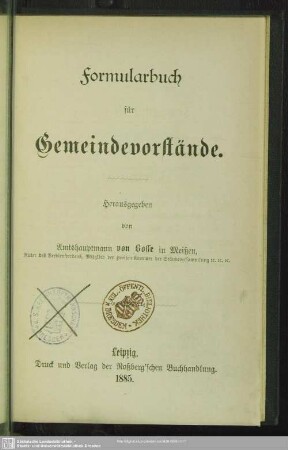 Formularbuch für Gemeindevorstände