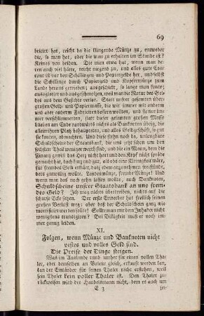 XI. Folgen, wenn Münze und Banknoten nicht vestes und volles Geld sind.