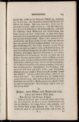XI. Folgen, wenn Münze und Banknoten nicht vestes und volles Geld sind.