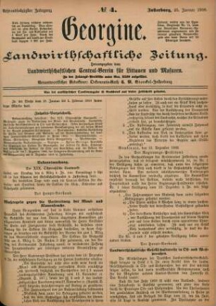 Achtundsechzigster Jahrgang. No. 4. Insterburg, 25. Januar 1900.