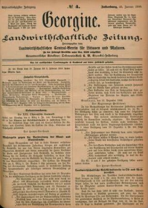 Achtundsechzigster Jahrgang. No. 4. Insterburg, 25. Januar 1900.