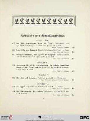 Farbstiche und Schabkunstblätter (Nr. 108-124)