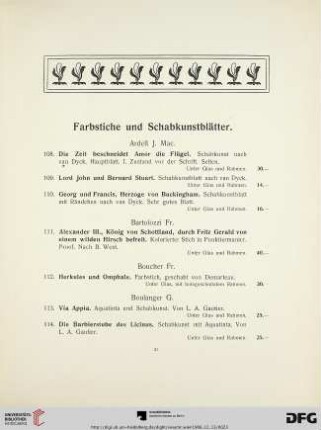 Farbstiche und Schabkunstblätter (Nr. 108-124)