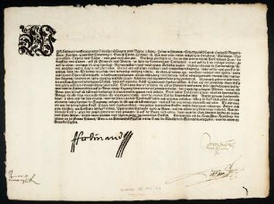 Urkunde Ferdinand I., Römischer König, Regensburg, 3.2.1557
