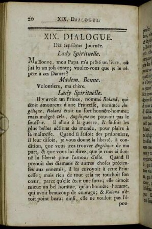 XIX. Dialogue. Dix septième Journée.