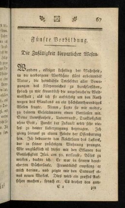 67-77, Fünfte Vorbildung. Die Zufälligkeit körperlicher Wesen.