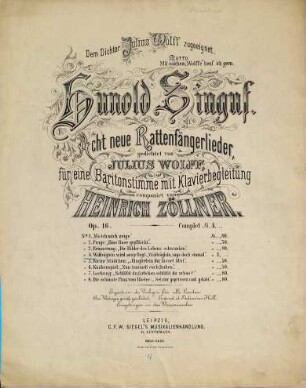 Hunold Singuf : acht neue Rattenfängerlieder ; gedichtet von Julius Wolff ; für eine Baritonstimme mit Klavierbegleitung ; Op. 16 ; dem Dichter Julius Wolff zugeeignet, 4. Waldvöglein wird ausgefragt: "Waldvöglein, sage doch einmal"