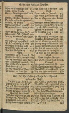Auf die Gedächtniß-Tage der Apostel und andre Feste