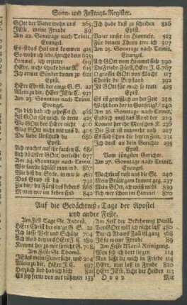 Auf die Gedächtniß-Tage der Apostel und andre Feste