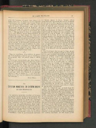 La Question Monétaire en Extrème-Orient et les États-Unis.