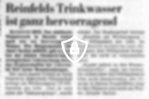 Reinfelds Trinkwasser ist ganz hervorragend