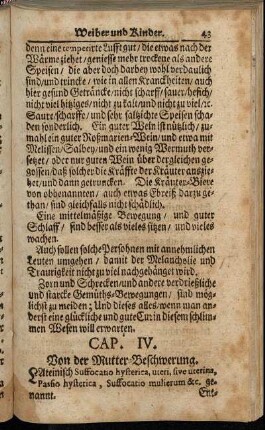 Cap. IV. Von der Mutter-Beschwerung.