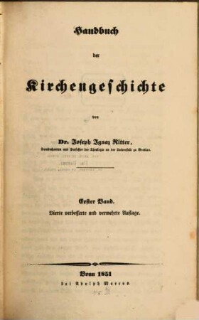 Handbuch der Kirchengeschichte. 1