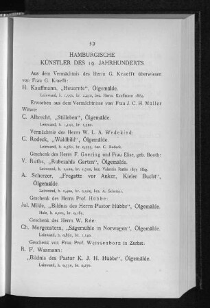 Hamburgische Künstler des 19. Jahrhunderts