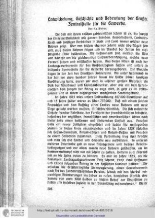 Entwickelung, Geschiche und Bedeutung der Großh. Zentralstlle für die Gewerbe