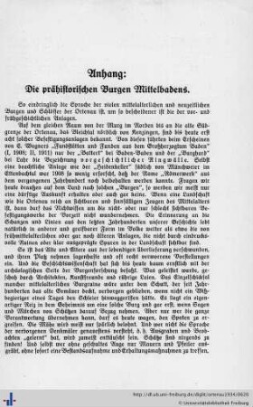 Anhang: prähistorische Burgen Mittelbadens