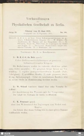 Nr. 10. Sitzung vom 12. Juni 1891