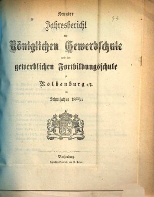 Jahresbericht der königlichen Gewerbschule und der Gewerblichen Fortbildungsschule zu Rothenburg ob der Tauber : im Schuljahre .... 1873/74