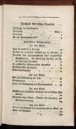 Innhalt des ersten Bandes