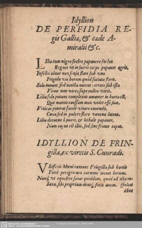 Idyllion De Perfidia Regis Galliae, [et] caede Amiralii [et]c