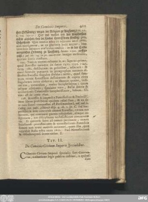 Tit. II. De Comitiis Civium Imperii specialibus.